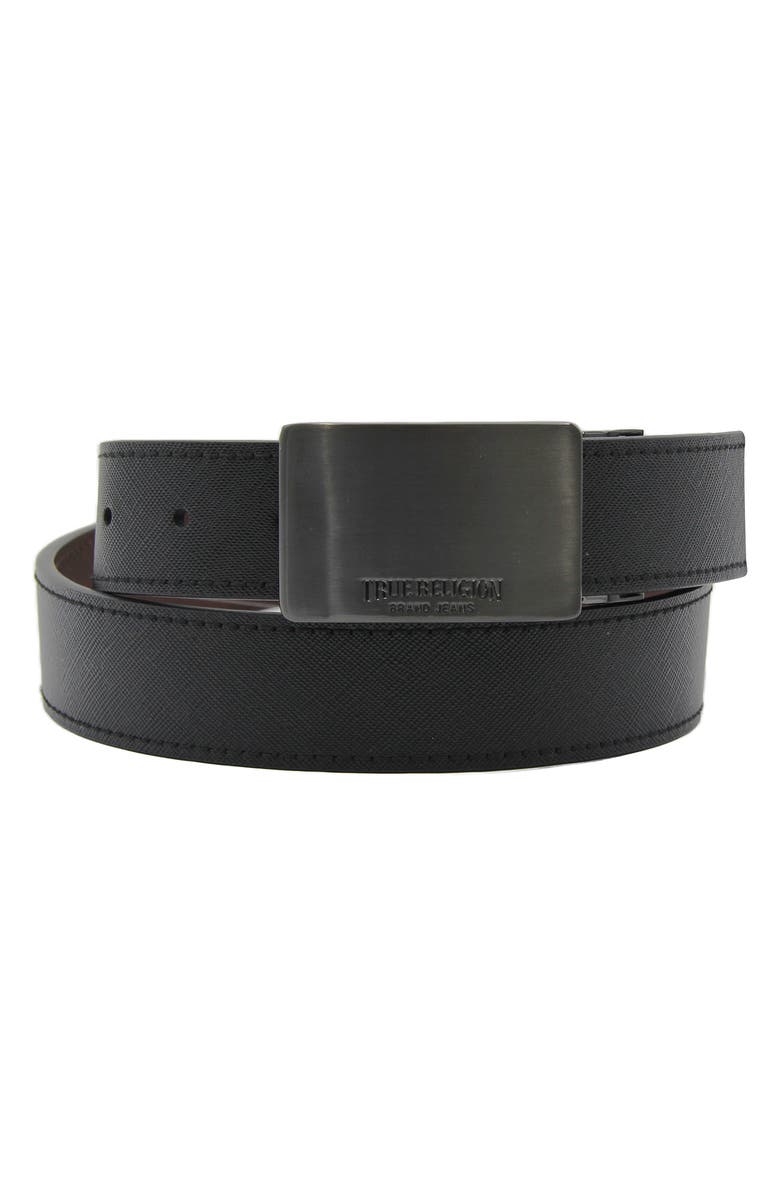 True Religion Brand Jeans Logo Plaque Reversible Belt, Main, color,