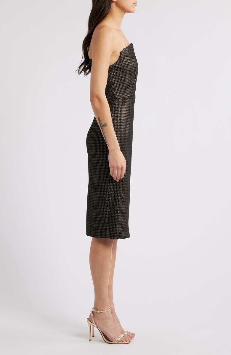 Black Halo Lena Notched Strapless Metallic Sheath Dress, Alternate, color, 