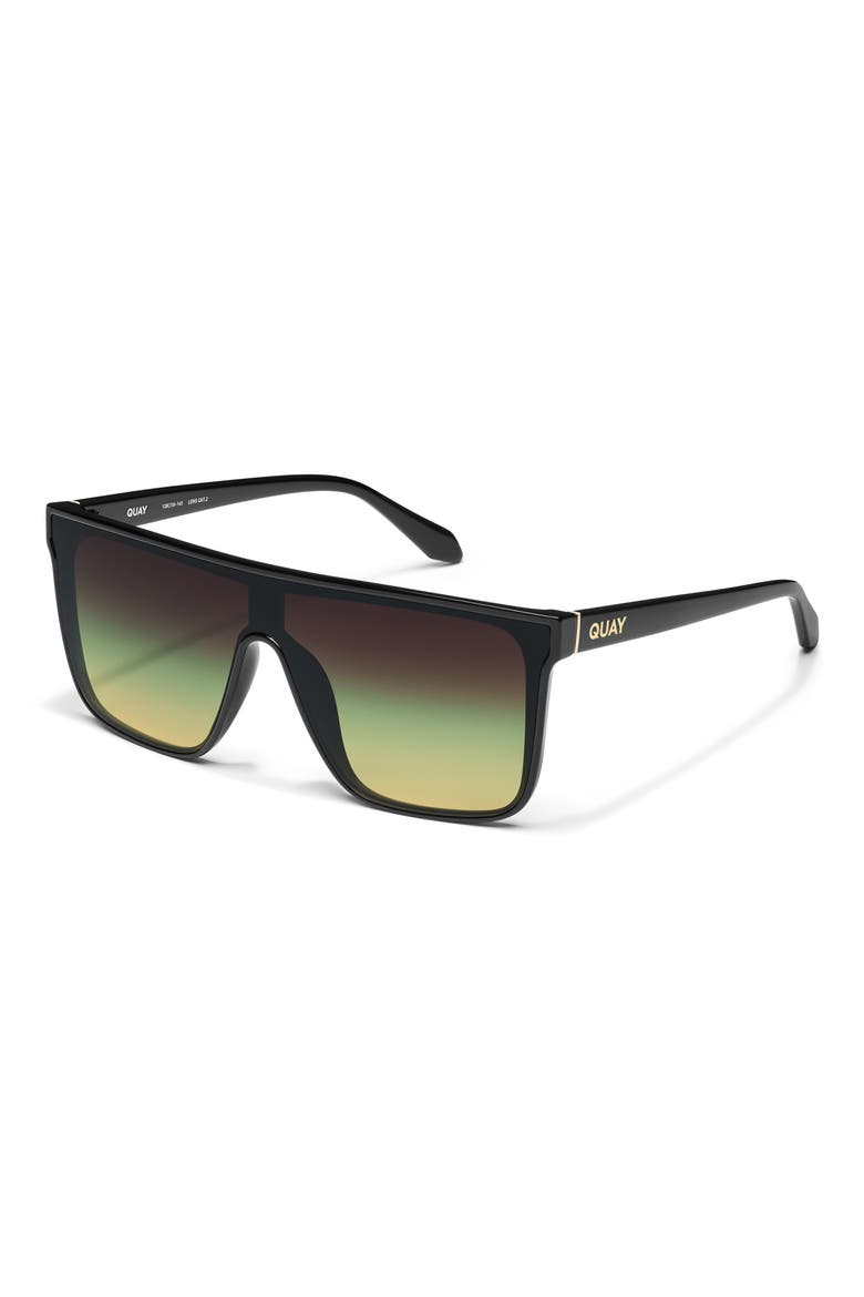 Nightfall Medium 138mm Shield Sunglasses, Alternate, color, BLACK/ PISTACHIO GLOW