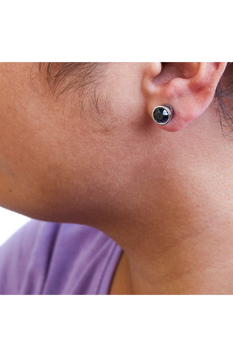 Haus of Brilliance 14K White Gold 3.00 Ct Black Diamond Bezel- Stud Earrings with Screw Backs, Alternate, color, White