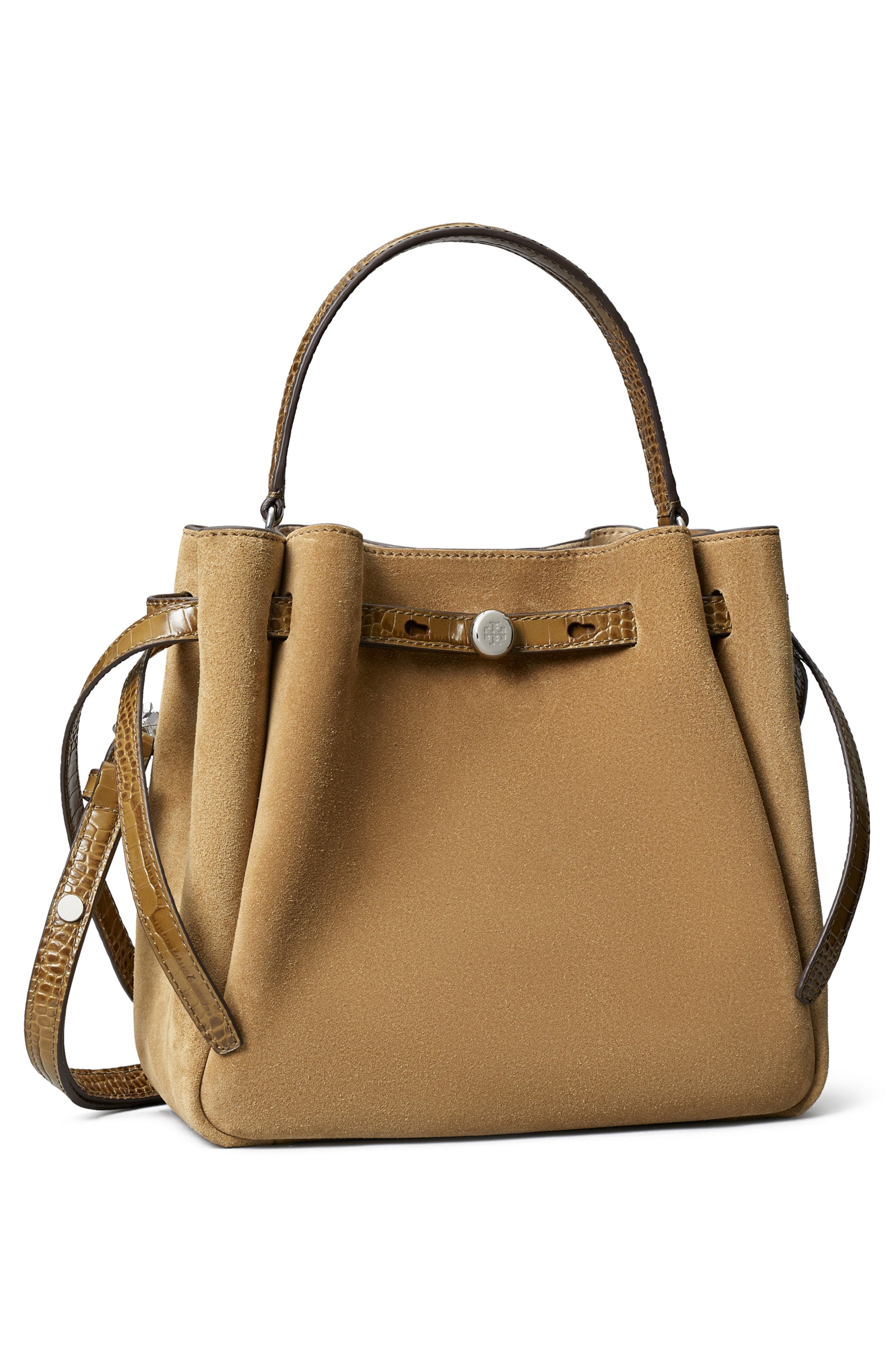Romy Suede Bucket Bag, Alternate, color, STONE