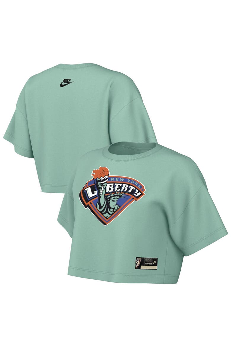 Women's Nike  Mint New York Liberty Hardwood Classics Court Origins Throwback Cropped T-Shirt, Main, color, Mint