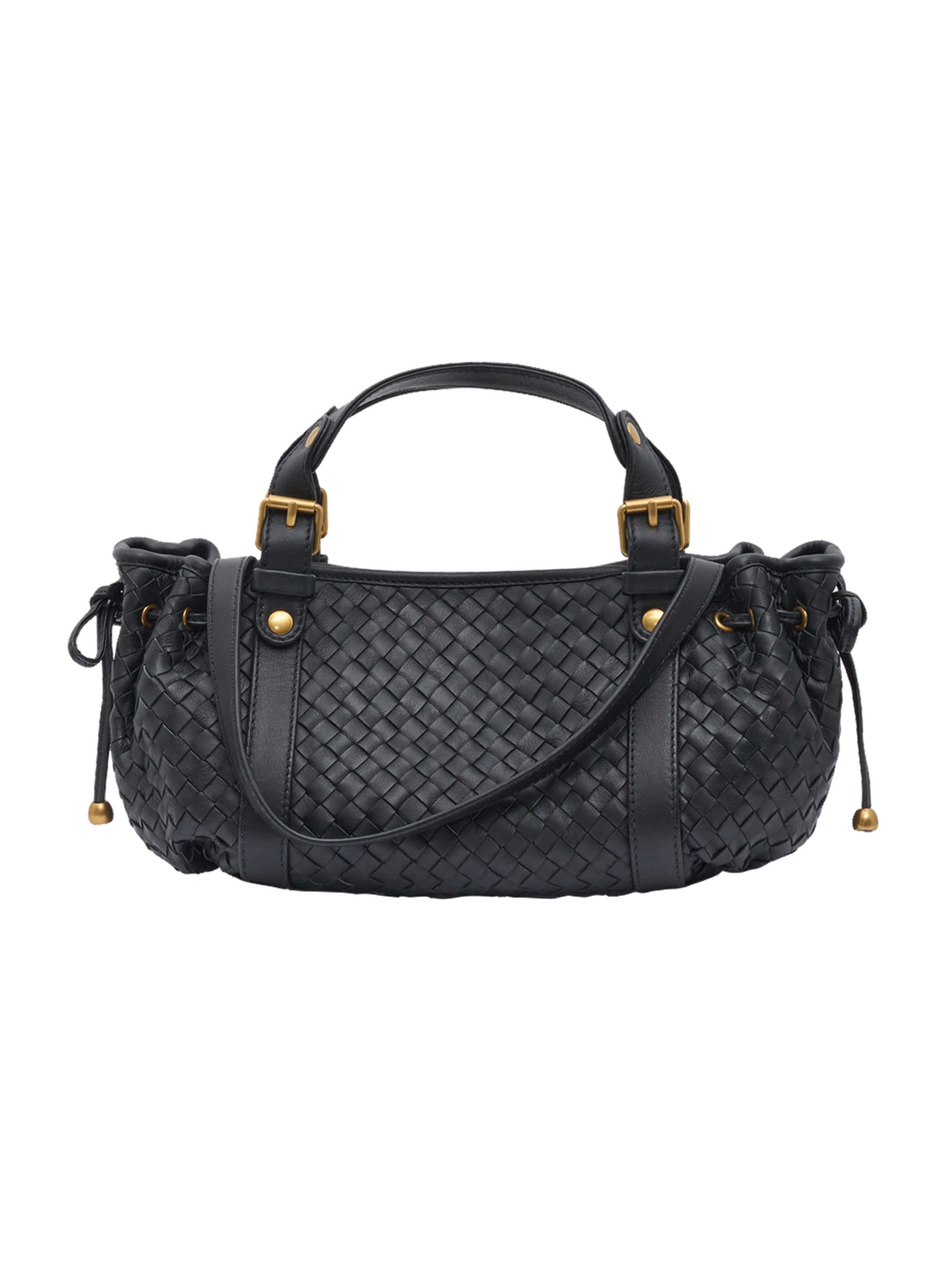 Handwoven Top-Handle Satchel, Main, color, Black