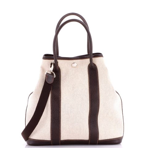 Garden File Tote Toile And Leather 28