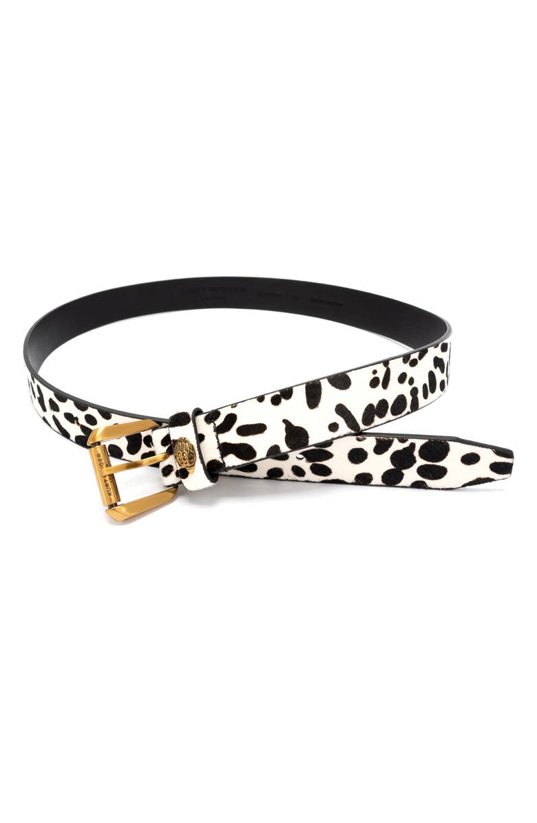 Kurt Geiger London Polka Dot Genuine Calf Hair Belt, Alternate, color, Black/ White
