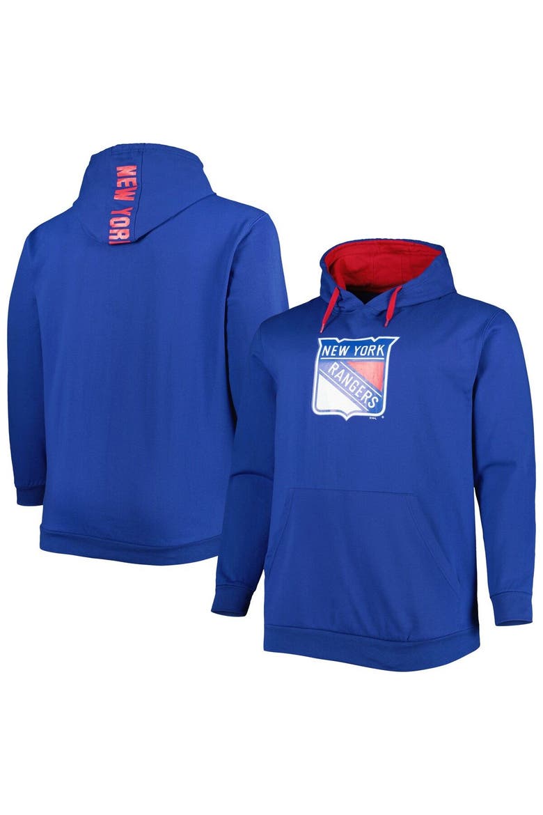 Men's Blue New York Rangers Big & Tall Fleece Pullover Hoodie, Main, color, Blue