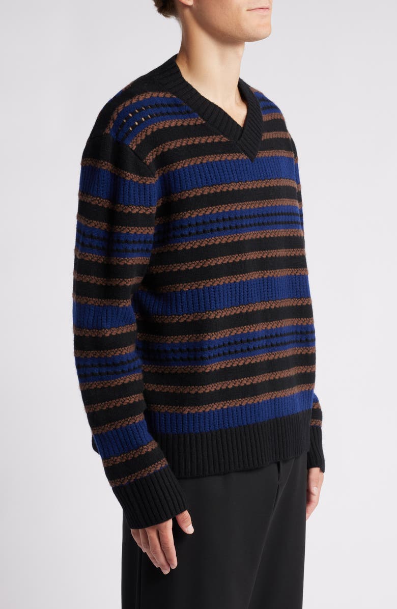 Wax London Scafell Stripe Wool V-Neck Sweater, Alternate, color,