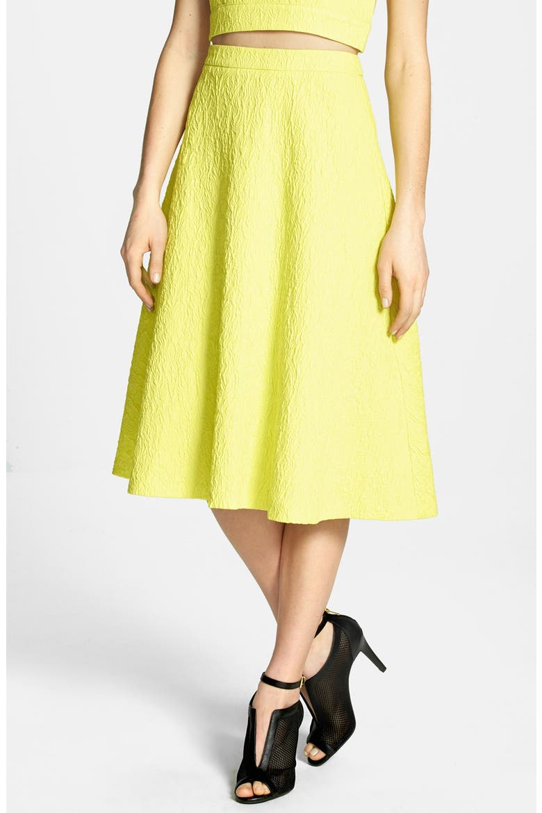 JOA Textured A-Line Midi Skirt, Main, color, LEMON