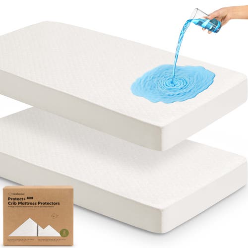 Keababies 2-pack Mavy Protect+ Waterproof Crib Mattress Protector In Soft White