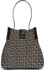 Balmain Release Bucket bag in jacquard and calfskin