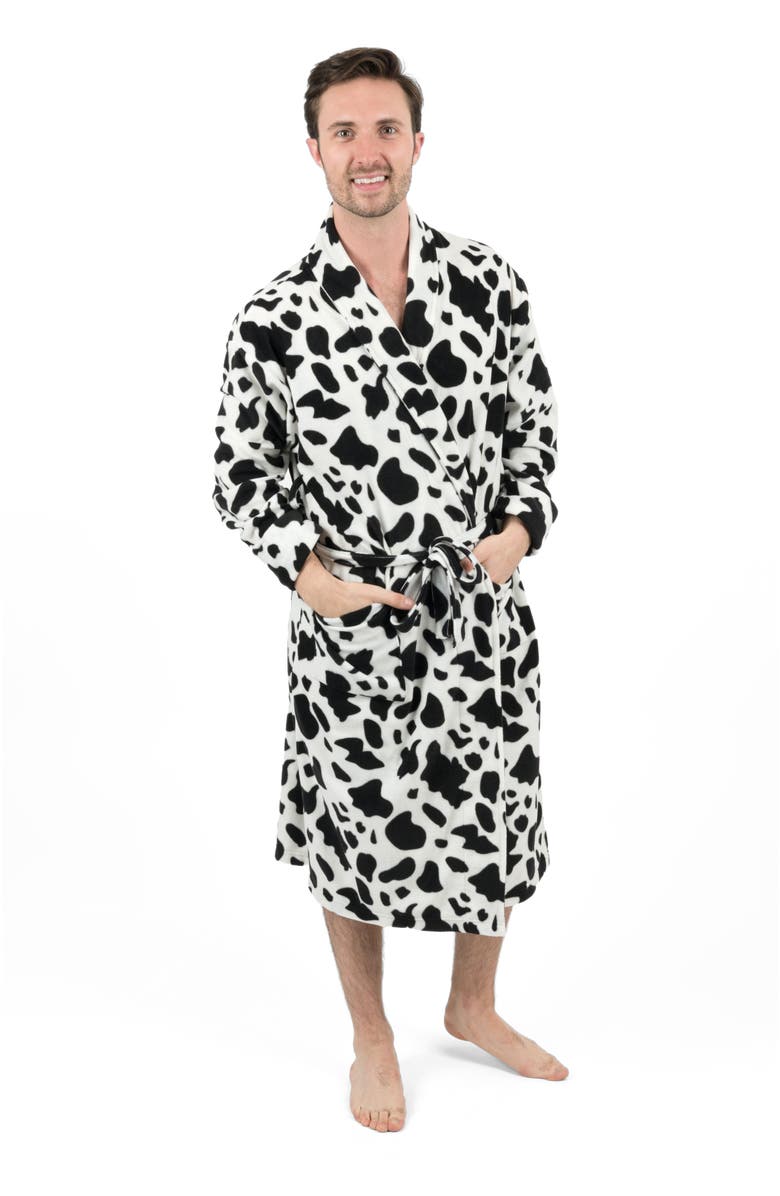Leveret Men's Fleece Robe, Main, color, Cow Black
