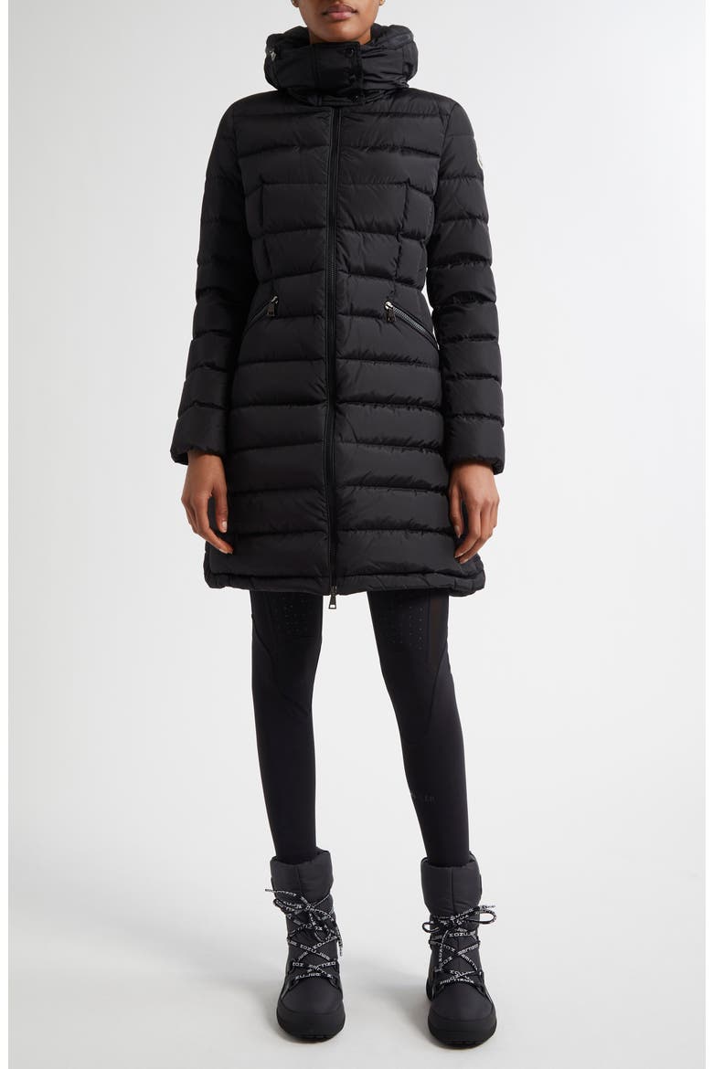 Flammette Down Coat, Alternate, color, BLACK/BLACK