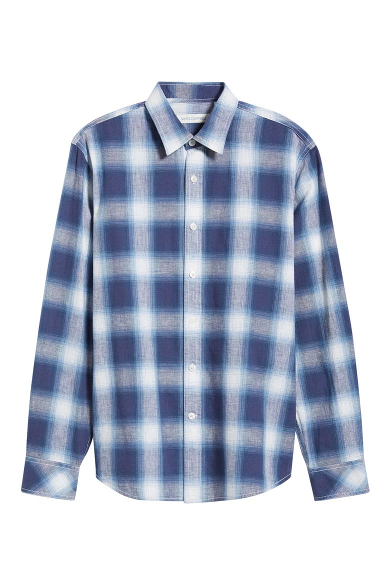 Pamucak Regular Fit Plaid Cotton & Linen Button-Up Shirt, Alternate, color, BLUE