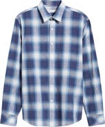 James Campbell Pamucak Regular Fit Plaid Cotton & Linen Button-Up Shirt