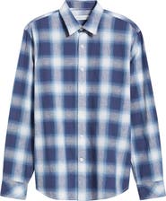 James Campbell Pamucak Regular Fit Plaid Cotton & Linen Button-Up Shirt