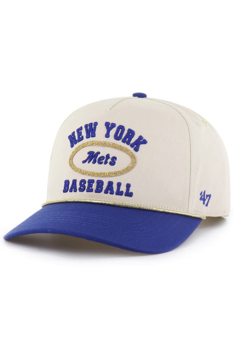 Men's '47 x Stoney Clover Lane  Natural/Royal New York Mets Glitter Rope Hitch Adjustable Hat, Alternate, color, Natural