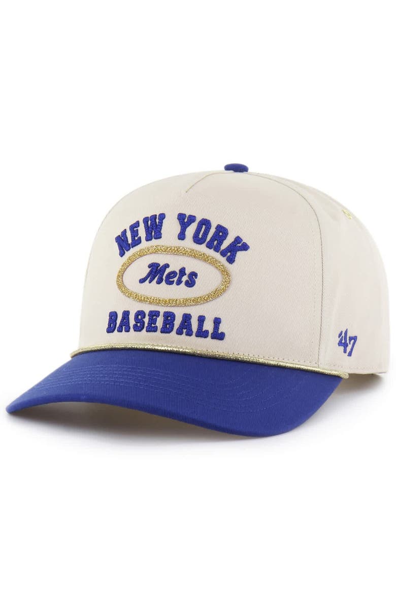 Stoney Clover Lane X '47 Men's '47 x Stoney Clover Lane Natural/Royal New York Mets Glitter Rope Hitch Adjustable Hat, Alternate, color, Natural