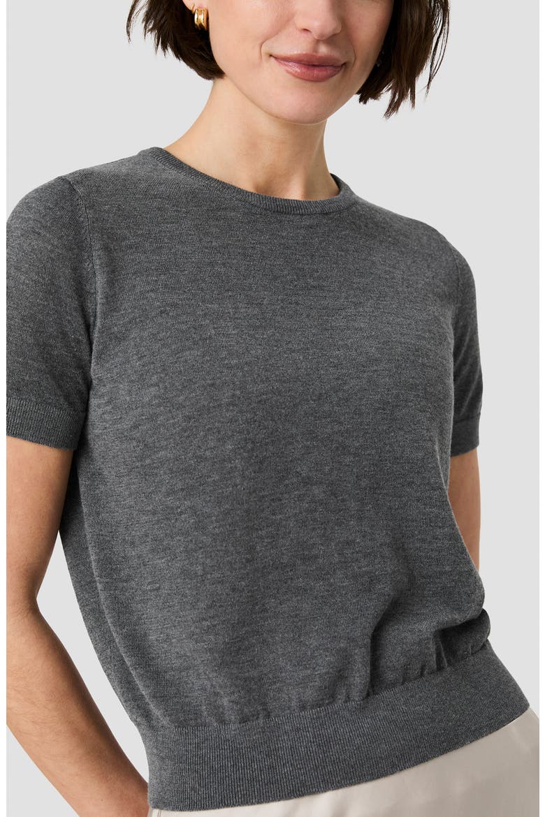 Nola Short Sleeve Sweater, Alternate, color, DARK GREY MEL