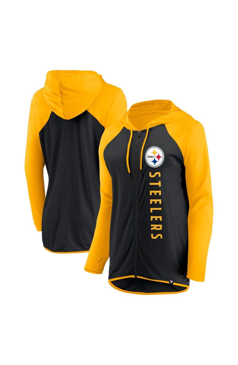 FANATICS Women's Fanatics Branded Black/Gold Pittsburgh Steelers Forever Fan Full-Zip Hoodie, Main, color, Black