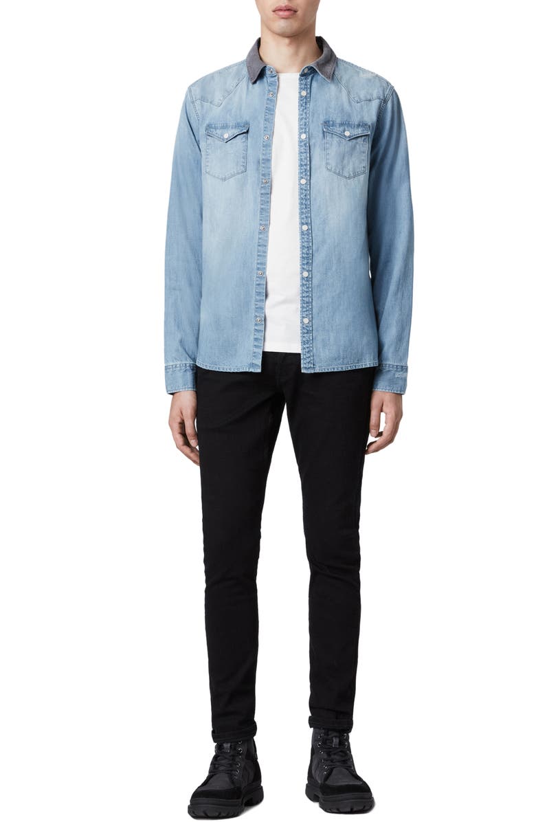 AllSaints Dearne Regular Fit Denim Shirt, Alternate, color, 