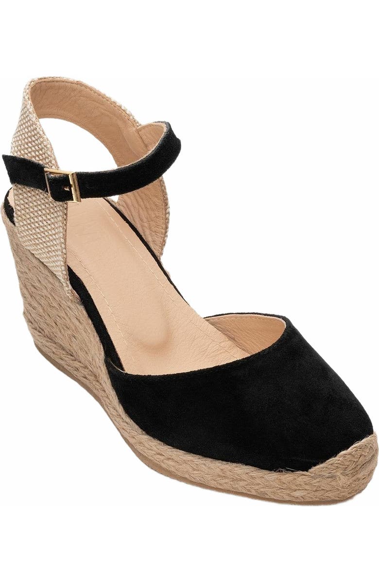 Forever & Always Shoes Sinta Suede Leather Platform Espadrille, Alternate, color, Black Suede Leather