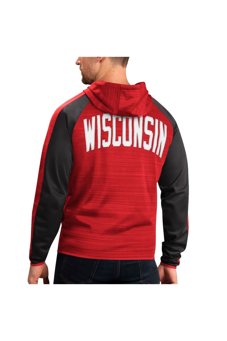 Men's G-III Sports by Carl Banks Red Wisconsin Badgers Neutral Zone Raglan Full-Zip Track Jacket Hoodie, Alternate, color, Red