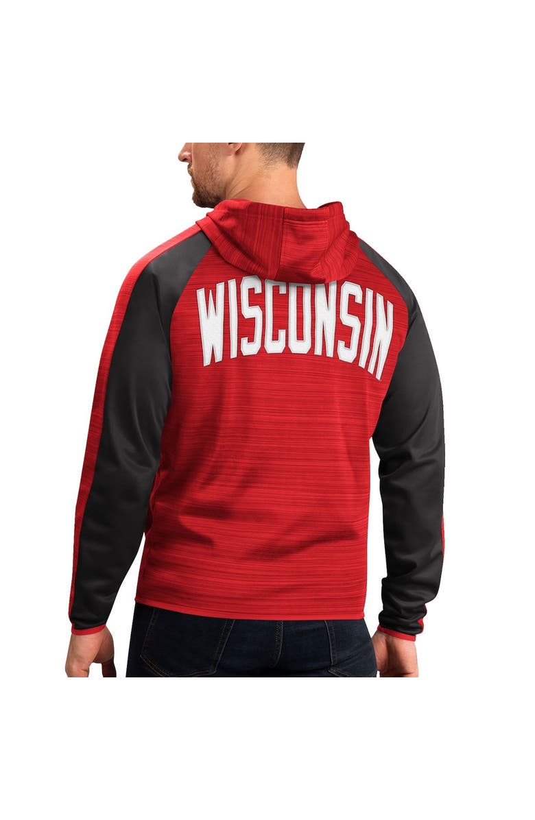 G-III SPORTS BY CARL BANKS Men's G-III Sports by Carl Banks Red Wisconsin Badgers Neutral Zone Raglan Full-Zip Track Jacket Hoodie, Alternate, color, Red