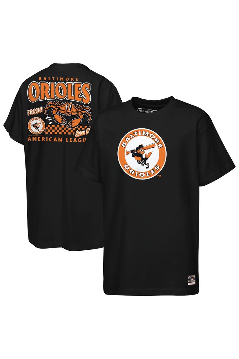 Youth Mitchell & Ness  Black Baltimore Orioles Cooperstown Concession T-Shirt, Main, color, Black