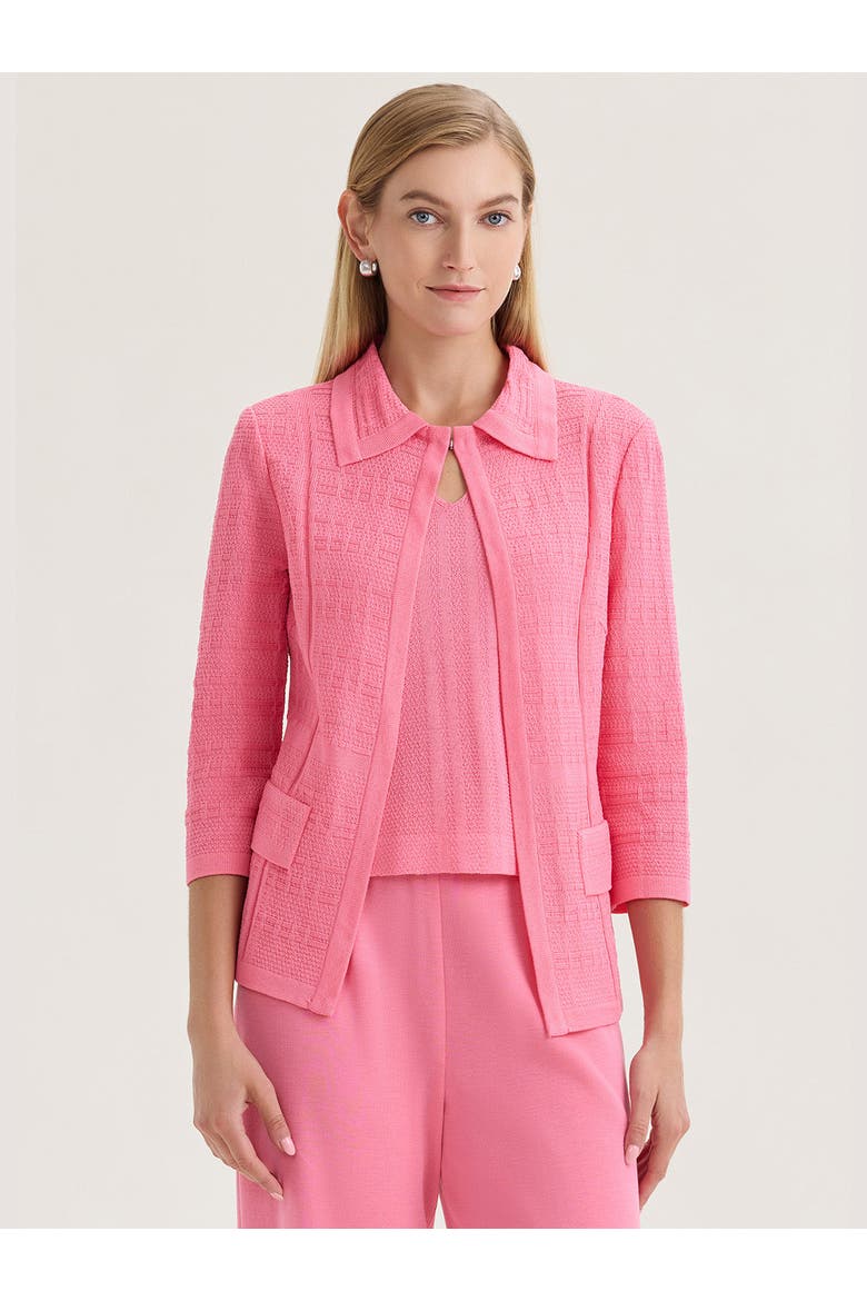 Tailored Tonal Pointelle Knit Jacket, Alternate, color, Pink