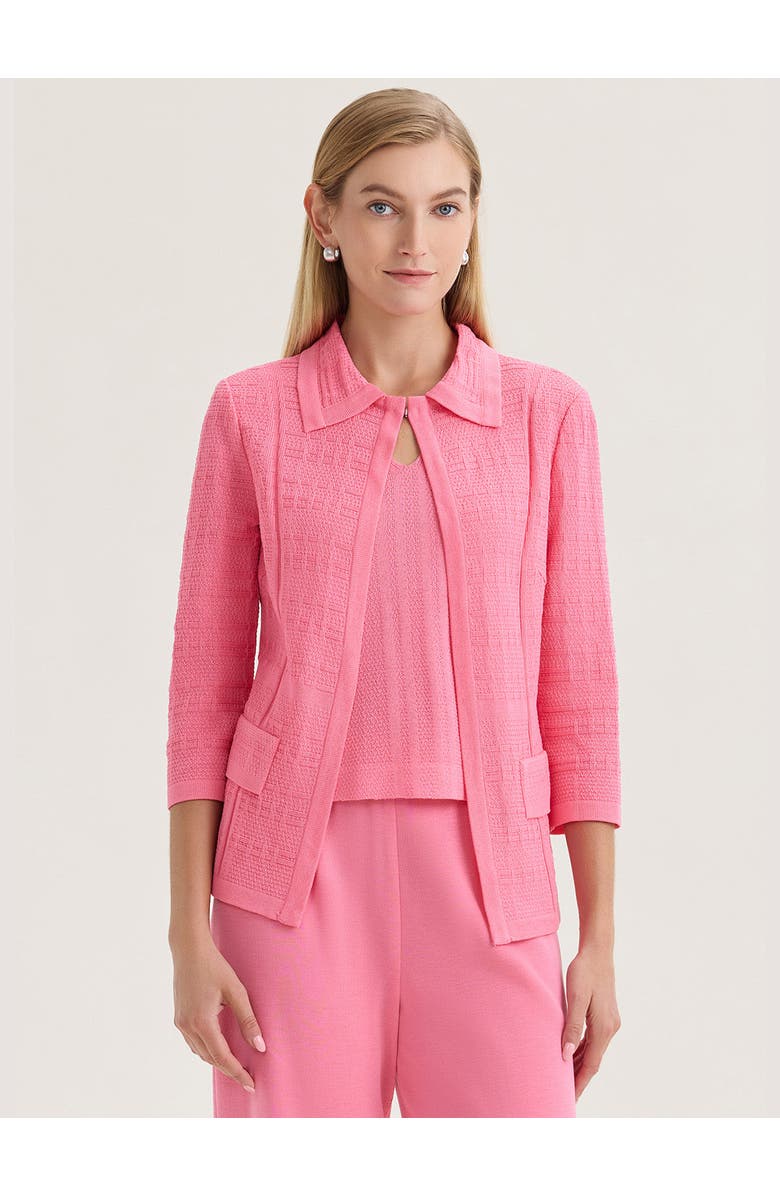 Misook Tailored Tonal Pointelle Knit Jacket, Alternate, color, Pink