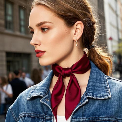 Silksilky Pure Silk Solid Color Square Scarf In Brown