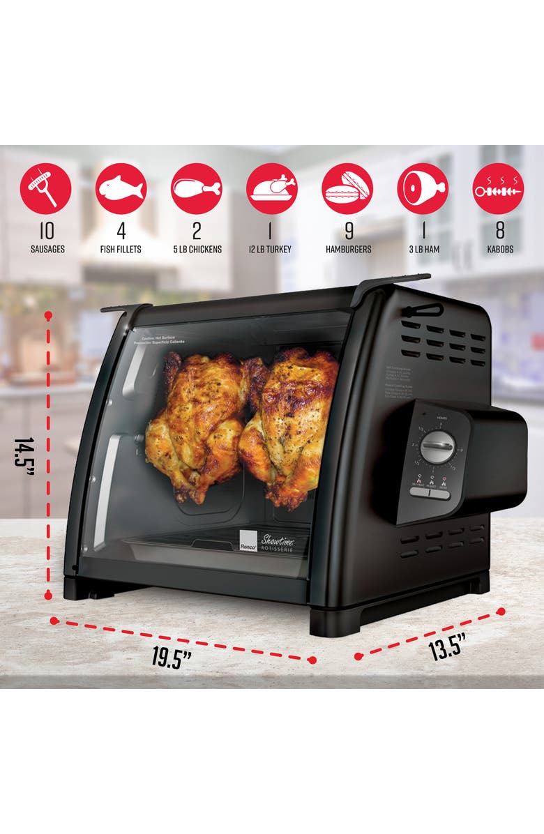 RONCO Modern Rotisserie Oven, Large Capacity (15lbs) Countertop Oven, Multi-Purpose Basket for Versatile Cooking, Easy-to-Use Controls, Alternate, color, Black