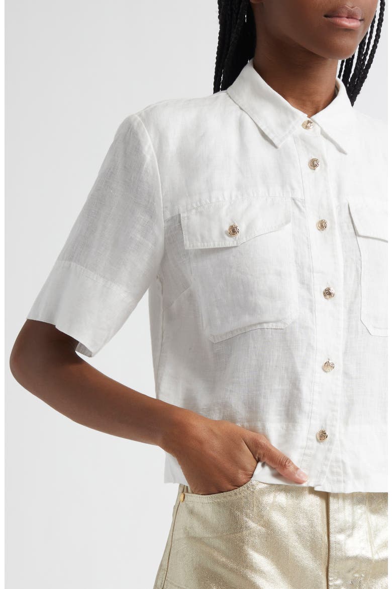Spruce Linen Button-Up Shirt , Alternate, color, OFF WHITE