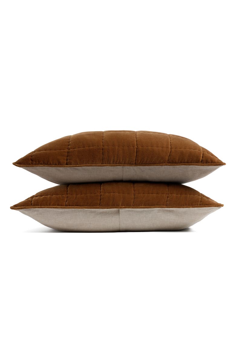 Parachute Set of 2 Hand Stitched Velveteen Pillow Shams, Main, color, Tobacco