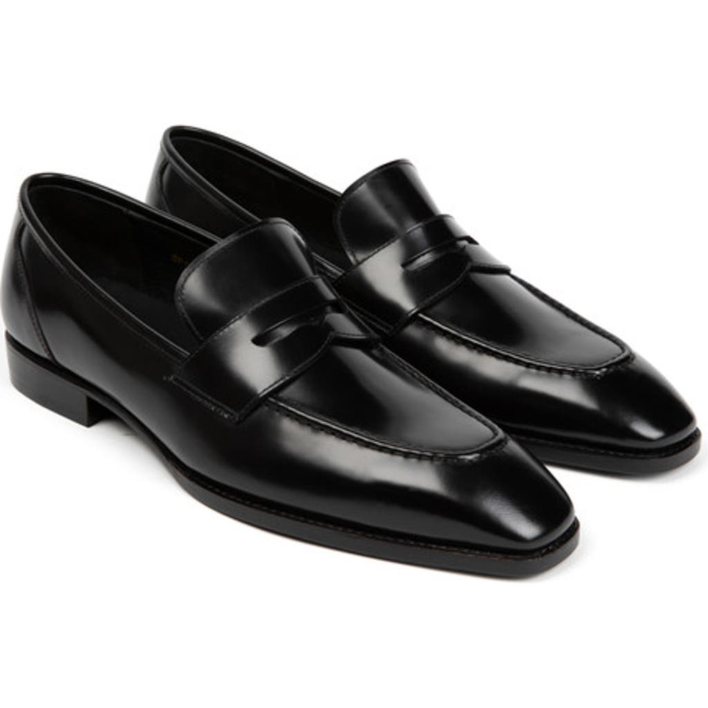 Anthony Veer Belmont Penny Loafer In Onyx Shine Black