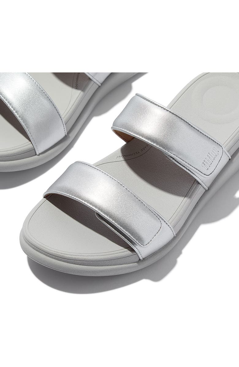 FitFlop F-Mode Go Adjustable Platform Slide Sandal, Alternate, color, Silver