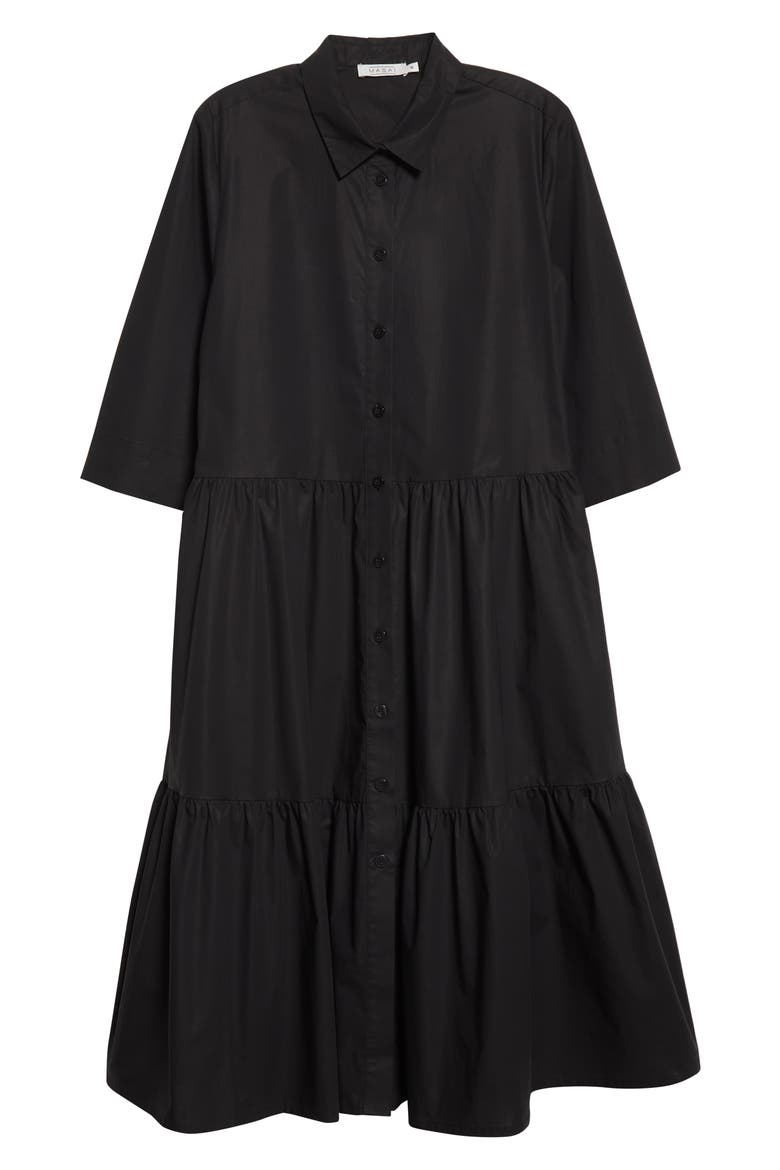 Cotton Shirtdress, Alternate, color, BLACK