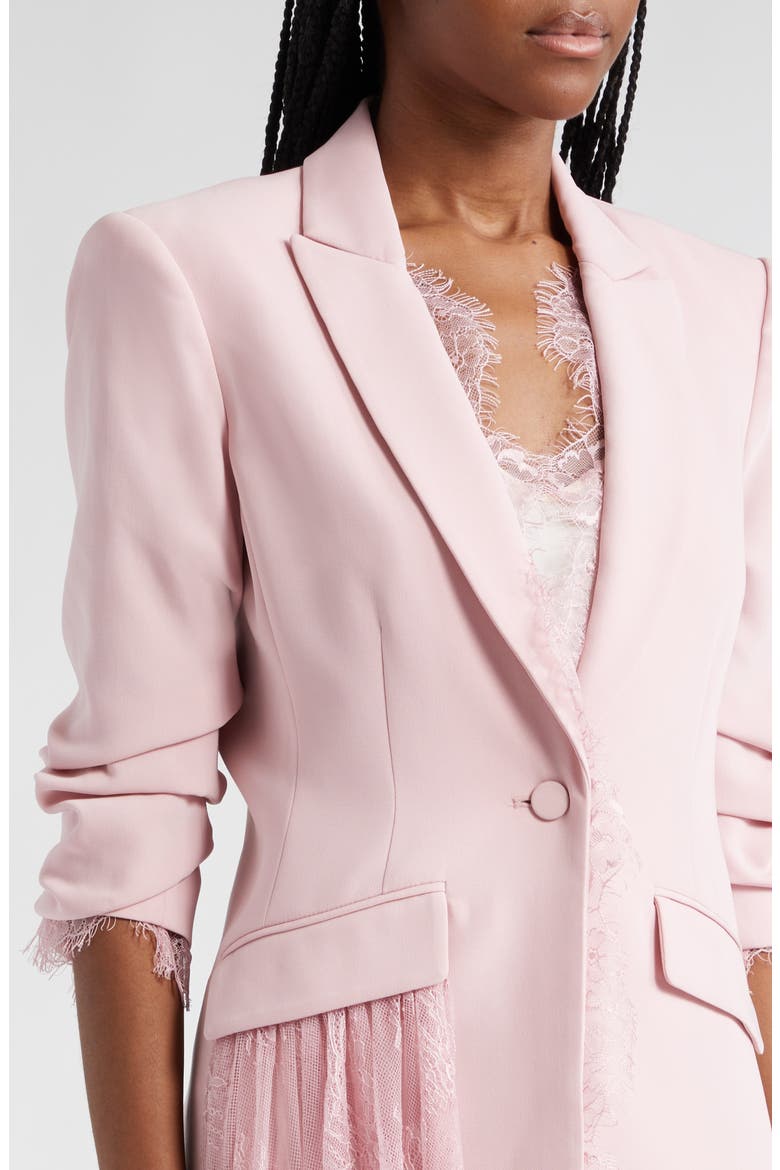 Keeves Cascading Lace Trim Blazer, Alternate, color, ROSY QUARTZ