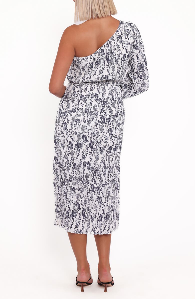 Petal & Pup Pontee One-Shoulder Pleated Maxi Dress, Alternate, color, Navy Floral