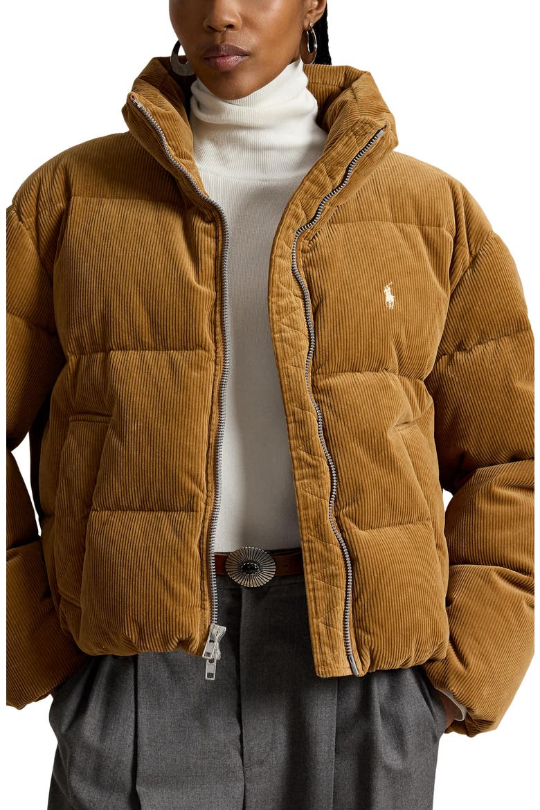Down Corduroy Puffer Jacket, Main, color, TAN