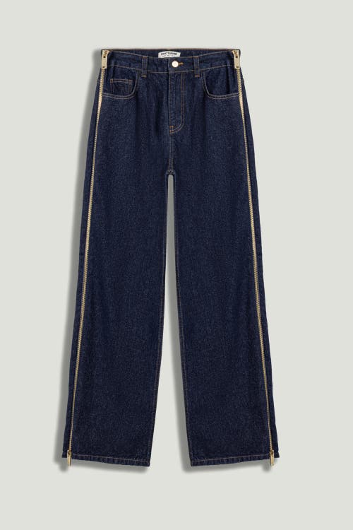 Nocturne Zip Accent Straight-leg Denim Pants In Blue