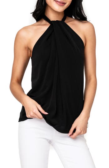 Gibsonlook Twist Neck Cutaway Sleeveless Top In Black