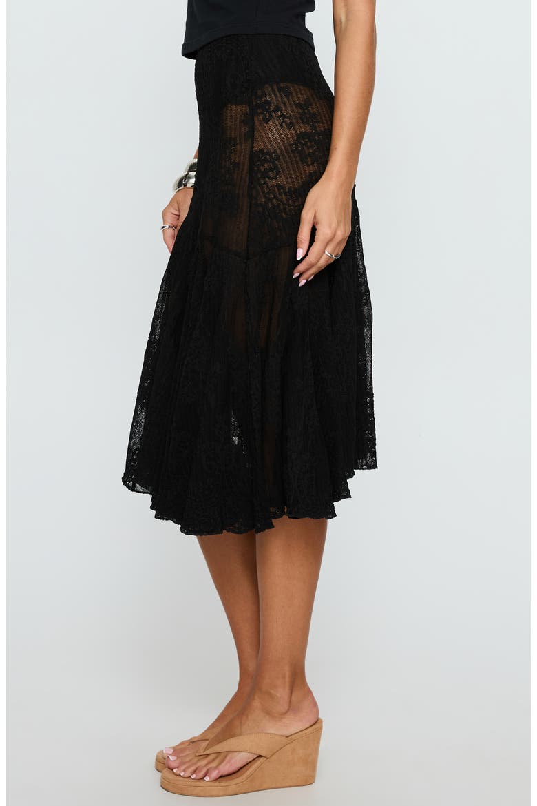Mellissa Sheer Floral Jacquard Midi Skirt, Alternate, color, BLACK