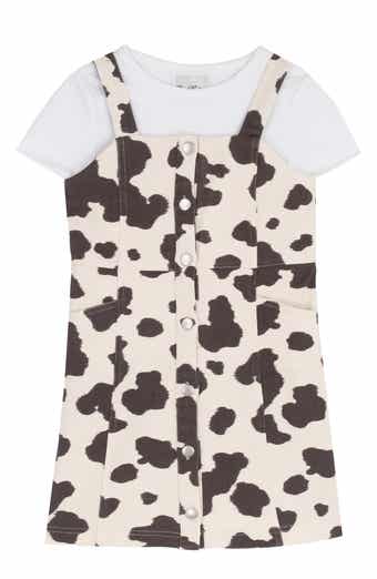 Kids' Cow Print Twill Jumper & T-Shirt Set