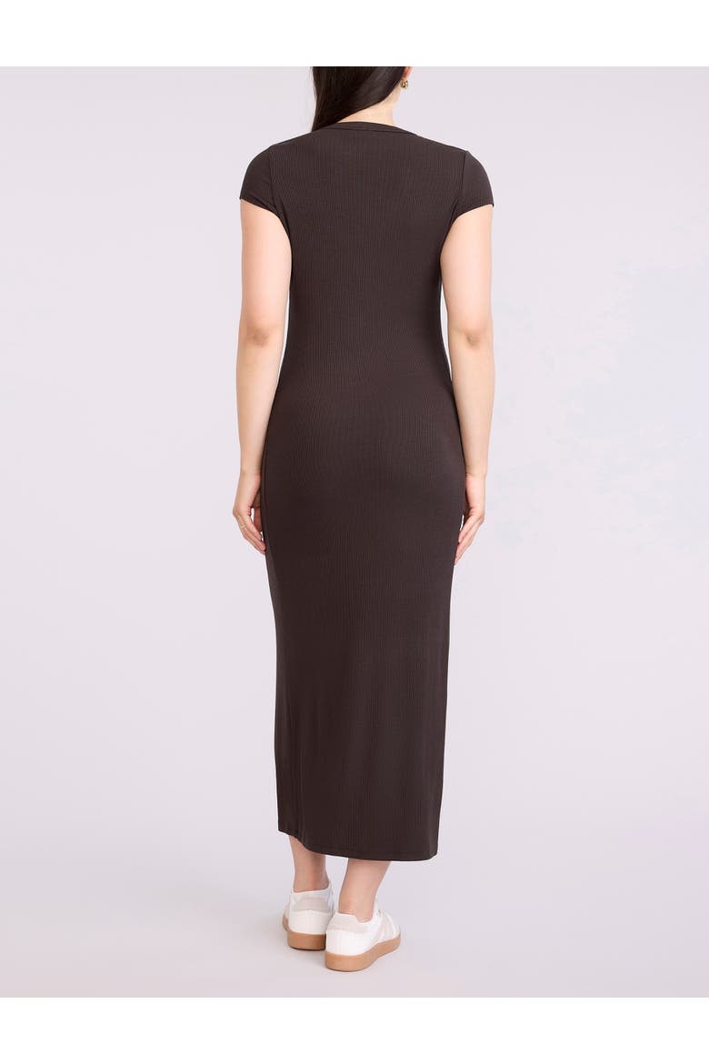 Short Sleeve Henley Bodycon Maxi Dress, Alternate, color, Chocolate Tort