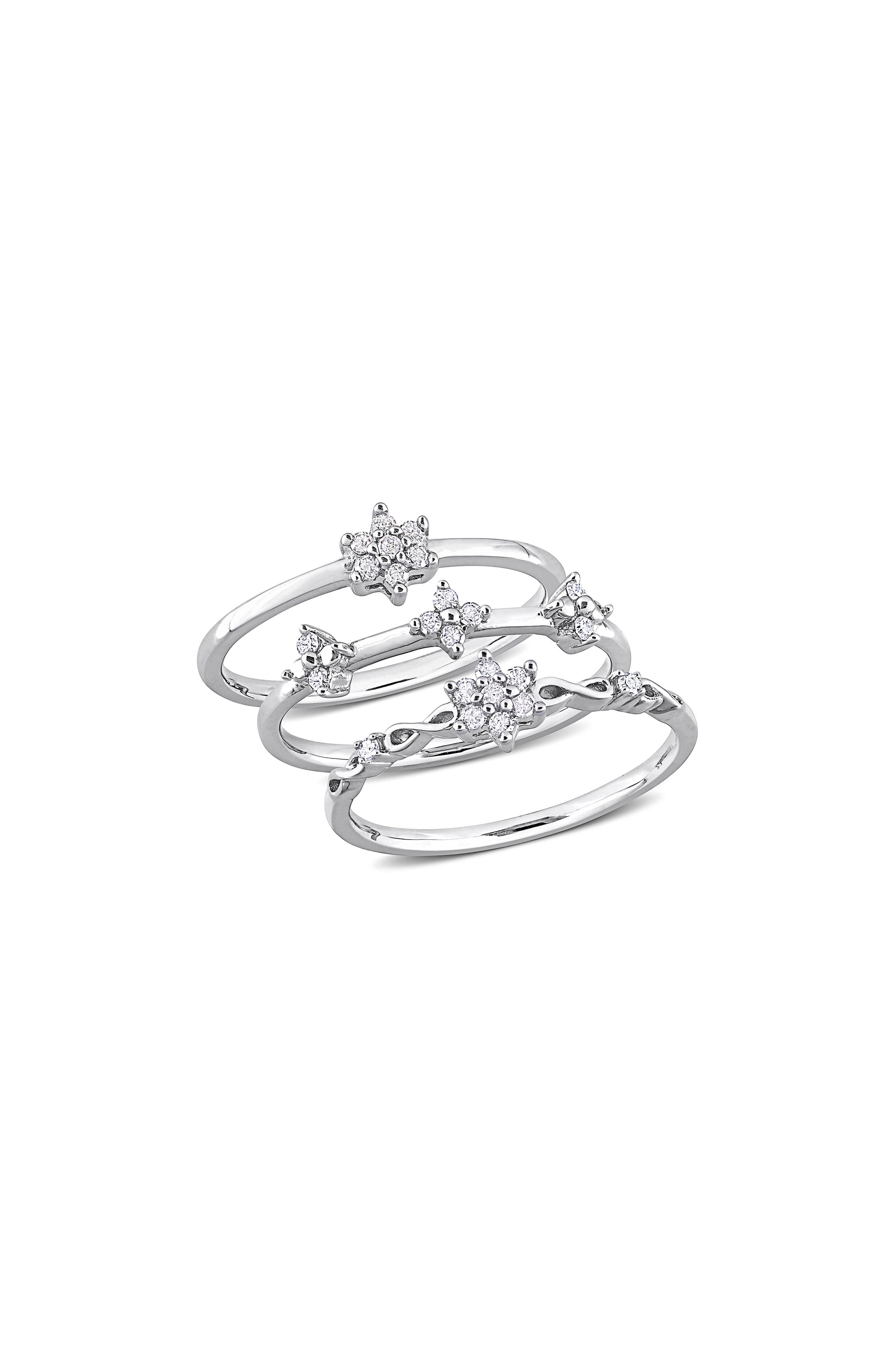 DELMAR Set Of 3 Floral Diamond Rings - 0.24ct.