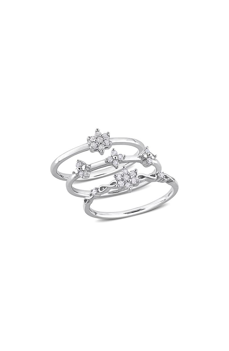DELMAR Set Of 3 Floral Diamond Rings - 0.24ct., Main, color, Silver