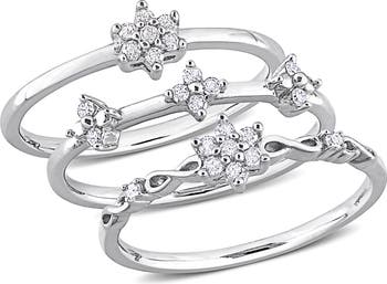 Set Of 3 Floral Diamond Rings - 0.24ct.