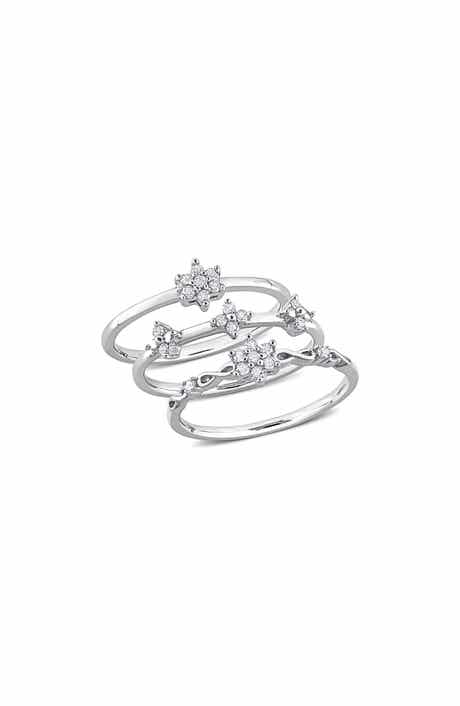 DELMAR Set Of 3 Floral Diamond Rings - 0.24ct.