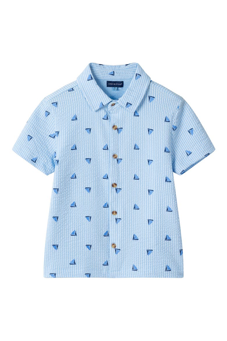 Kids' Seersucker Shirt & Shorts Set, Alternate, color, NAVY
